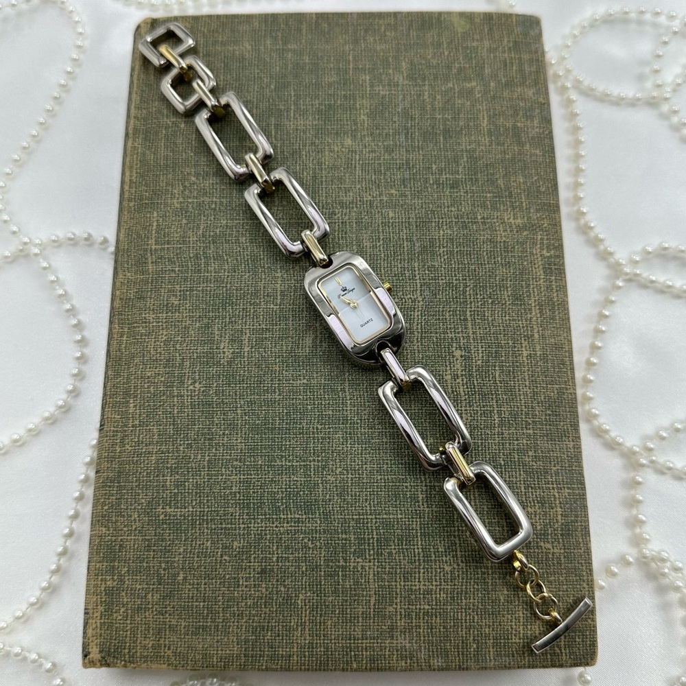 Two-Tone Rectangular Chain Watch - image 3